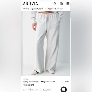 Aritzia Mega Flutter Wide Leg Sweatpants- Heather Cloud White